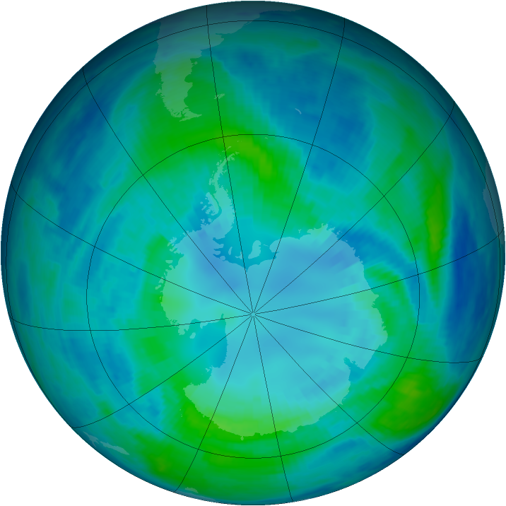Antarctic ozone map for 14 April 1999